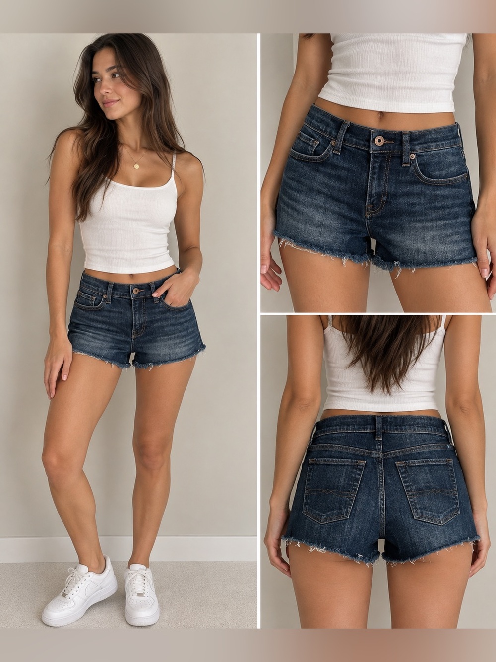 Lucky Brand The Cut Off Denim Shorts Size 4/27 Dark Wash Frayed Hem